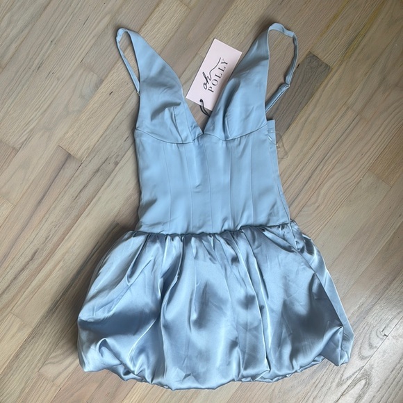 Oh Polly Dresses & Skirts - Oh Polly Sky Blue Satin Gown